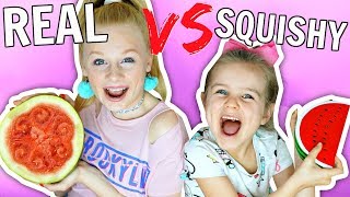 SQUISHY FOOD vs REAL FOOD challenge  Fizz Sisters [upl. by Imer]