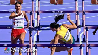 Michelle Jenneke is all grit no quit after brutal fall in 100m hurdles heat  Paris Olympics [upl. by Meras]