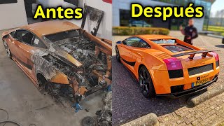 RECONSTRUCCIÓN DE UN LAMBORGHINI QUEMADO ABANDONADO EN 10 MINUTOS [upl. by Duile]