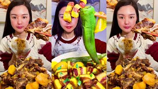 ASMR  Beef Short Ribs with Potatoes Spicy Pork Chow Mein Mukbang  Eats Spicy Pork Belly Rice Bowl [upl. by Lehcor]