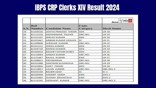 IBPS CRP Clerks XIV Result 2024  Cut Off Marks Merit List [upl. by Fairbanks]