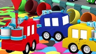 4 carros coloridos O paintball Aprender as cores [upl. by Aysab695]