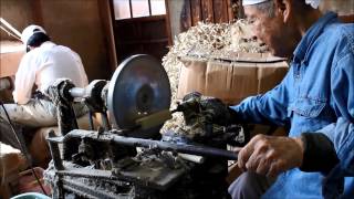 Sakai Takayuki making Magnolia wood handle of Japanese type kichen knife [upl. by Weitzman]