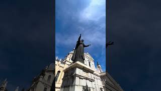 Monument to John Paul II Almudena Cathedral Madrid Spain [upl. by Noirrad]