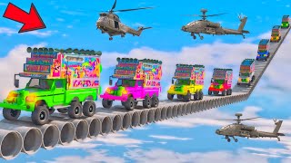 GTA5 Worlds Highest  😫🤑😱 10 Truck IMPOSSIBLE PARKOUR SUPER MEGA RAMP CHALLENGE 😳😫 INDIAN All DJ [upl. by Pazice]