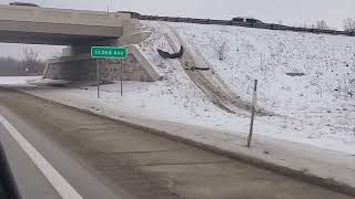 Crash scene where vehicle jumped overpass along Michigan highway [upl. by Leiruh]