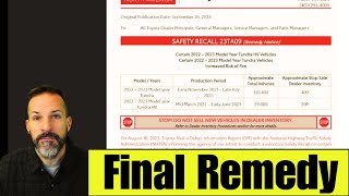 2223 Toyota Tundra Fuel Line Recall  Final Remedy Released [upl. by Lobiv806]