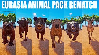 Eurasia Animal Pack Rematch Speed Races in Planet Zoo included Takin Bear Swan Boar Saiga [upl. by Dnomad614]