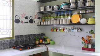 🏠புது வீட்டின் சமையலறைIndian Kitchen Tour🍀💁Kitchen organization IdeasKitchen tour in tamil [upl. by Trebloc]