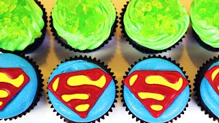 HOW TO MAKE SUPERMAN CUPCAKES  NERDY NUMMIES [upl. by Olney]