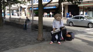 Boston Street Performer Ted The Teddy Bear playing a Keytar solo [upl. by Lattie474]