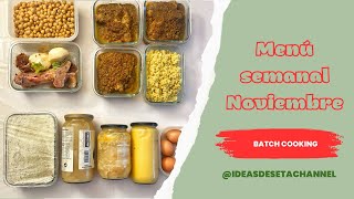 Batch cooking español  Menú semanal Noviembre 8 recetas [upl. by Tilla]