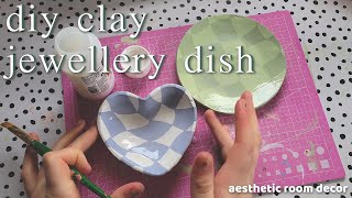 DIY aesthetic airdry clay trinket trays  room decor [upl. by Longan]