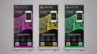 Professional Roll Up banner Design for Taxi App  Photoshop Tutorial [upl. by Eilegna792]