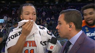 KarlAnthony Towns interrupts Jalen Brunsons interview to say that hes special  NBA on ESPN [upl. by Trudy775]