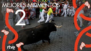 MEJORES MOMENTOS del segundo encierro de San Fermín 2022  Toros de Fuente Ymbro [upl. by Lister]