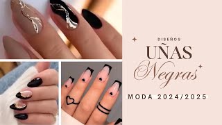 Diseños uñas negras moda 20242025 [upl. by Riba]