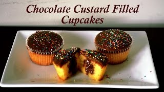 Chocolate Custard Filled Cupcakes Recipe [upl. by Novert329]