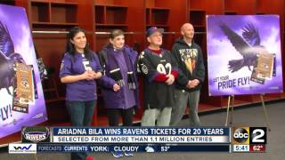 Gaithersburg woman wins Ravens seats for 20 years from Maryland Lottery [upl. by Llenoj]