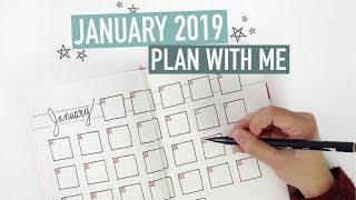 Bullet Journal JANUARY PLAN WITH ME 2019  meal planner  workout challenge [upl. by Ahsaya106]