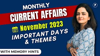 November 2023  Important Days amp Theme  Monthly Current Affairs October 2023  With Mnemonics [upl. by Ule]