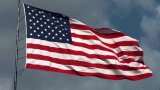 American Flag waving  Free HD stock footage with National Anthem sung by Videographer [upl. by Claudianus]