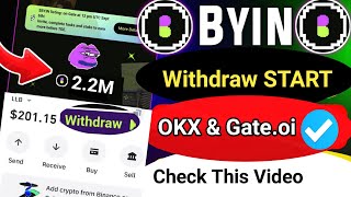 Byin Airdrop Withdraw  BYIN Token Withdraw in Gate io  Byin Withdraw Binance [upl. by Schmeltzer]