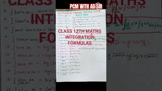 INTEGRATION IMPORTANT FORMULASFormulas IntegralsDefinite formulas12 MathsCBSE2024 [upl. by Zelda592]