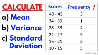 Find the Mean Variance amp Standard Deviation of Frequency Grouped Data Table StepbyStep Tutorial [upl. by Woothen]