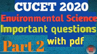 Cucet 2020 Environmental Science  Important questions  RS Classes [upl. by Elyr]