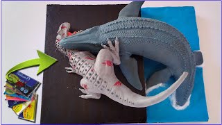 MOSASAURUS vs INDOMINUS REX WITH CLAYPLASTILINA Jurassic World [upl. by Sharpe]