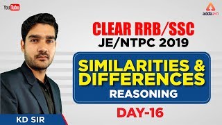 RRB NTPC 2019  Similarities and Differences  Day 16  Reasoning  Kamaldeep Sir  11 AM [upl. by Reddin]