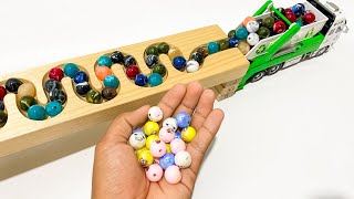 Satisfying Video Asmr Marble Run Race ☆ HABA Slope amp Retro Makita Truck Garbage Truck Long Version [upl. by Atinaej]