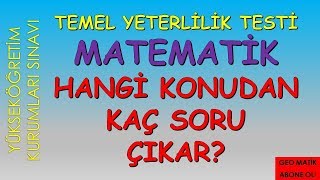 TYT MATEMATİK HANGİ KONUDAN KAÇ SORU ÇIKAÇAK [upl. by Nodnarg]