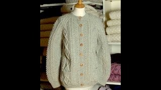 httpwwwirishhandcraftcom  Aran Cardigan Sweaters [upl. by Nuaj30]