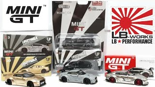 Unboxing the Mini GT Sinopec Liberty Walk GTR R35 and a few USA exclusive LBWK GTRs [upl. by Arelus]