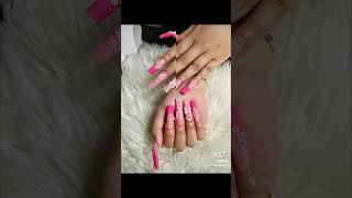 Uñas acrílicas cuadradas con diseño French en rosa de glitter ✨ efecto azúcar nails 🌸 [upl. by Leelaj]