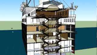 Titanic inside structure and stairs OniAnimationSketchup n°8 Sketchup [upl. by Sergeant]