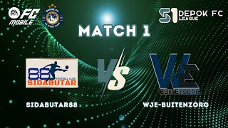 Match 1  SIDABUTAR88 VS WJEBUITENZORG  S1 DEPOK FC LEAGUE 2024 [upl. by Eyar]