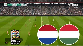 Netherlands vs Hungary 40  UEFA Nations League 2425  Match Highlights  Video Game Simulation [upl. by Idnis]