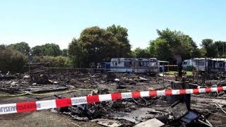 FEUERINFERNO AUF CAMPINGPLATZ ELF WOHNWAGEN ABGEFACKELT [upl. by Aleb121]