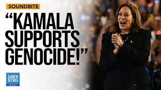 quotKamala Supports Genocidequot Protesters Interrupt Harris Speech  Dawn News English [upl. by Donaugh]