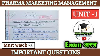 Pharma marketing management  important questions  unit 1st [upl. by Noiwtna]