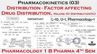 Pharmacokinetics 03  Distribution  factor affecting drug distribution  volume of distribution [upl. by Aniuqal]