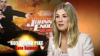 Johnny English Reborn interview with Rowan Atkinson and Rosamund Pike [upl. by Nyleimaj]