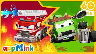 🚛♻️ Garbage Truck and Fire Truck on the Move 🔥 🚒 appmink nurseryrhymes cartoon kidssong kids [upl. by Salomon]