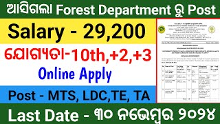 ଆସିଗଲା Forest Department ତରଫରୁ ନିଯୁକ୍ତି ସୁଯୋଗ ୨୦୨୪  Odisha Forest Department Job Vacancy 2024 [upl. by Guimar]