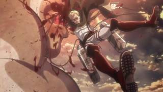 Commander Erwin loses his arm epic scene  Attack on Titan season 2 episode 11 HD [upl. by Saimerej]