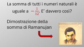 DimostrazioneSomma di Ramanujan [upl. by Herzel]