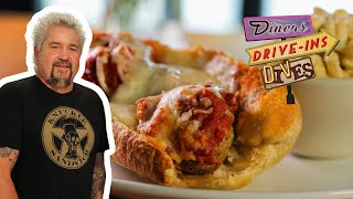 Guy Fieri Eats a Gigantic Meatball Sub in Alaska  Diners DriveIns and Dives  Food Network [upl. by Moore508]